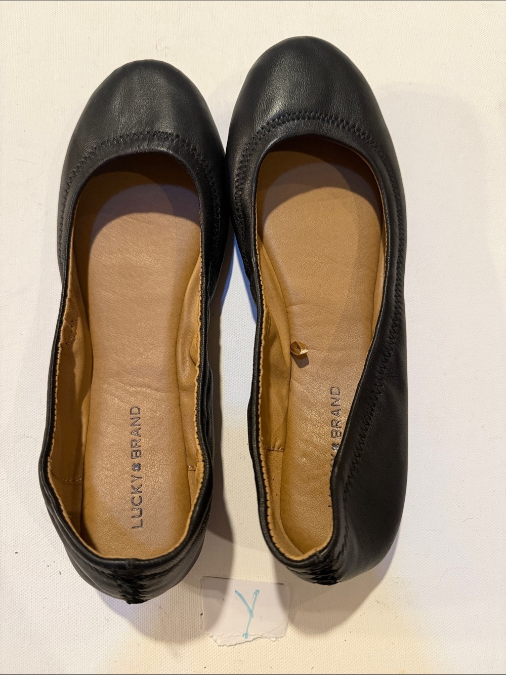 Lucky Brand Black Leather Round-Toe Ballet Flats - Picture 2 of 3